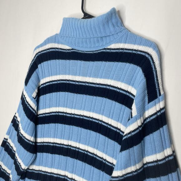 VTG Old Skool Urban Wear Mens Turtleneck Sweater Sz L Striped Skater Retro Y2K - Picture 3 of 8